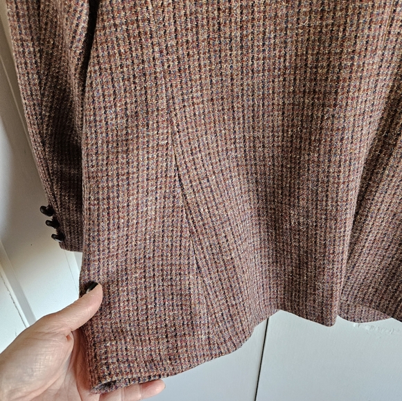 Vintage Forstmann Welsh Tweed 100% Virgin wool button down blazer Size L - Picture 14 of 16